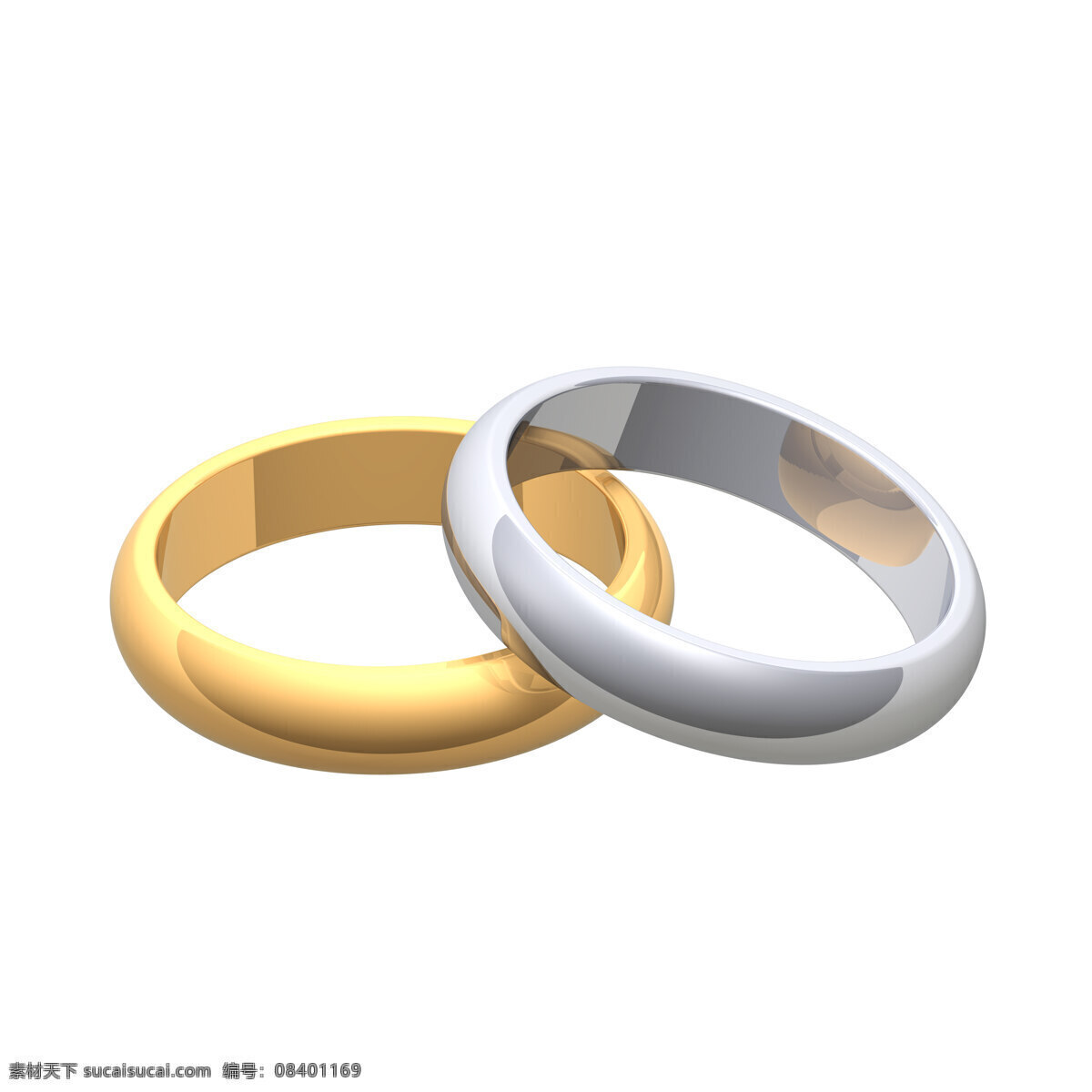黄金 结婚 戒指 银白色 隔离