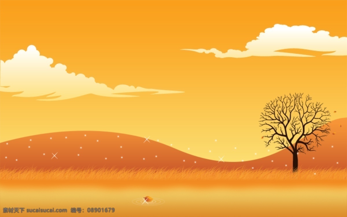 秋季 景观 场景 孤独 树 包 背景 插画 插图 橙 创意 免费 秋天 病 媒 生物 载体 人工智能 ps 图象处理 软件 现代的 独特的 原始的 高质量 矢量图形 质量 新鲜的 山 云 秋天的场景 psd源文件