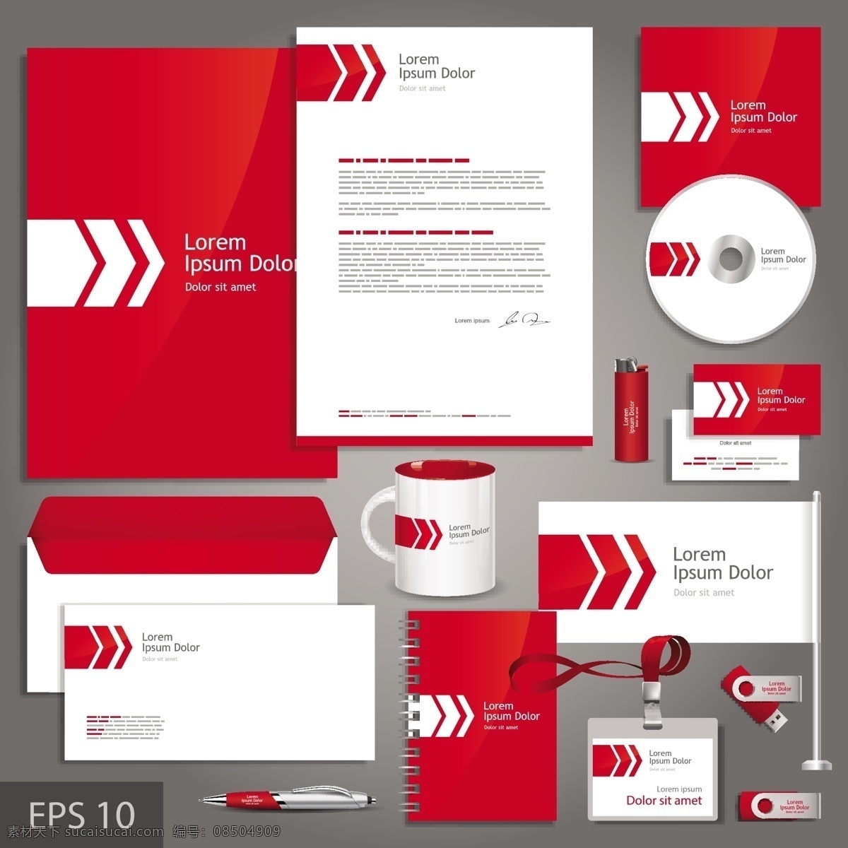红色vi设计 红色 创意vi设计 vis 视觉 识别 系统 名片模板 信笺纸 cd盒 光盘包装 信封模板 名片卡片 矢量素材 白色