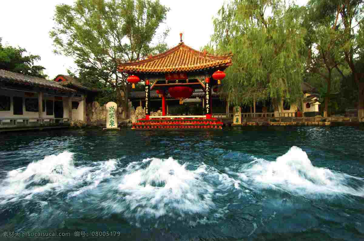 趵突泉 泉水 温泉 自然美景 水 绿树