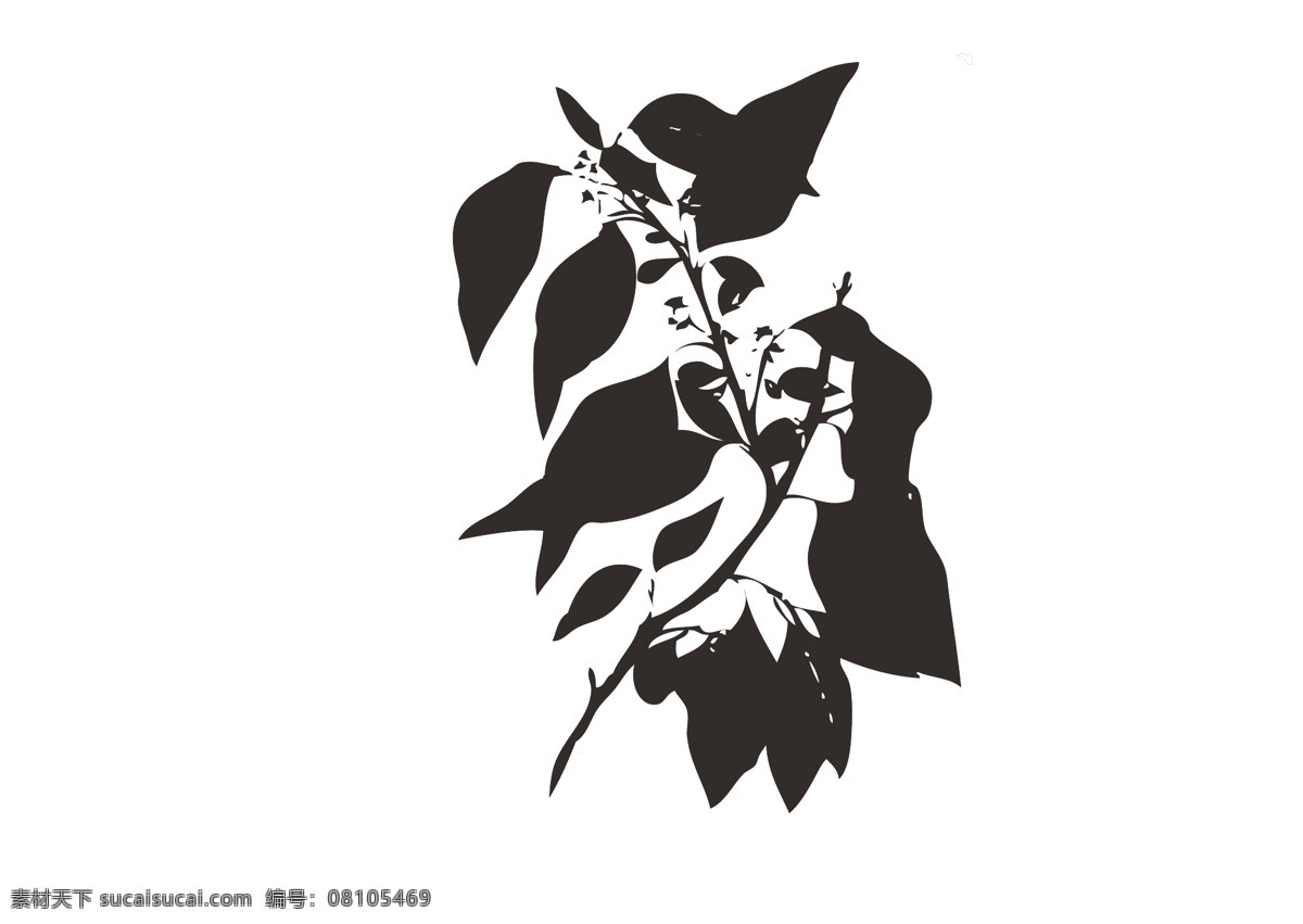 株 植物 黑色 手绘 矢量图 花纹花边