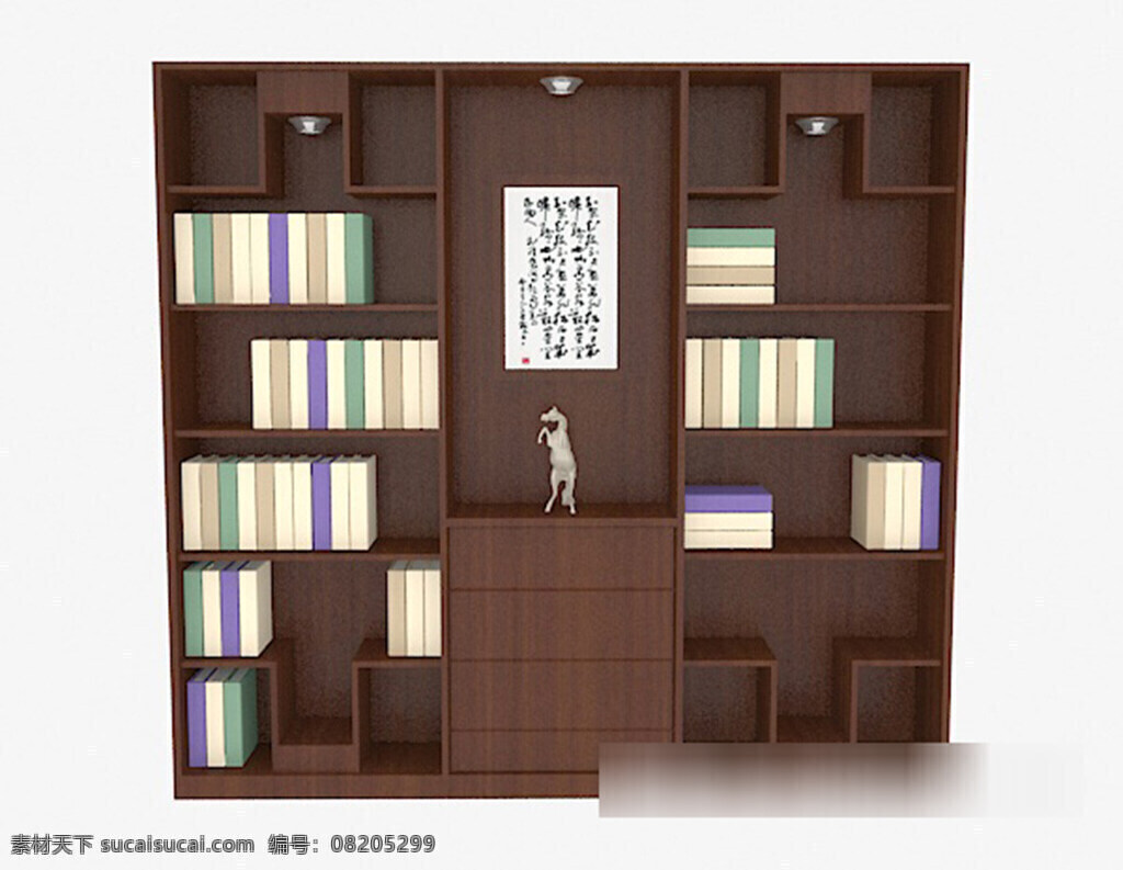木质 书柜 3d 模型 木质书柜 3d模型下载 3dmax 现代风格模型 白色