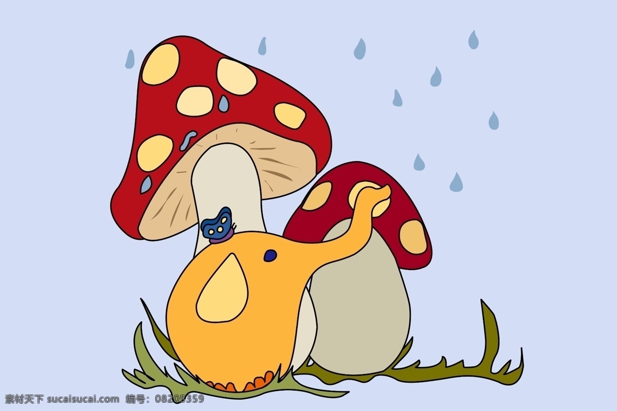 大象蘑菇 儿童 插画 大象 蘑菇 卡通 趣味卡通 六一儿童节
