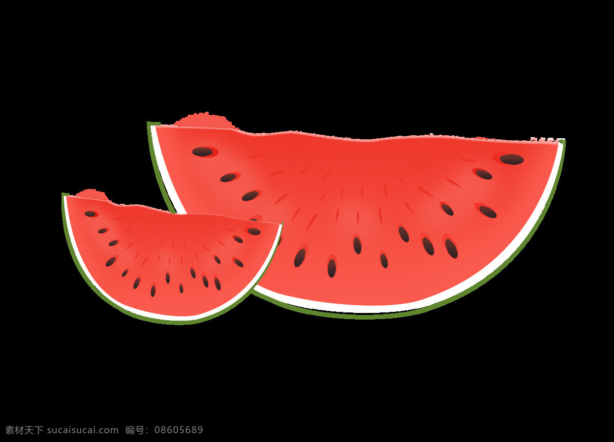 手绘 卡通 红色 西瓜 元素 绘画 夏季 png元素 免抠元素 透明元素