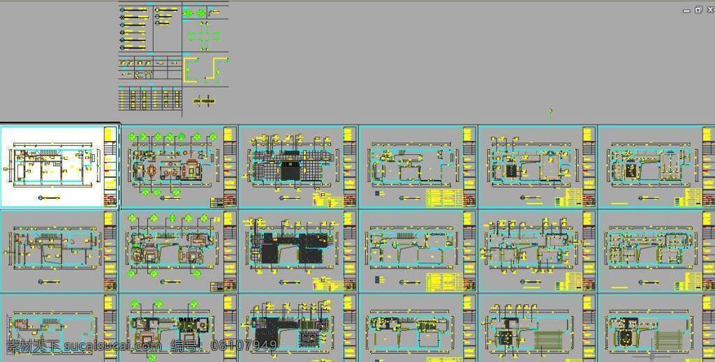 全套建筑图纸 建筑图纸 施工图纸 平面立面图 dwg 灰色