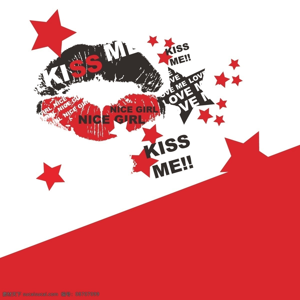 印花 矢量图 服装图案 红色 色彩 印花矢量图 嘴唇 黑白色 面料图库 服装设计 图案花型