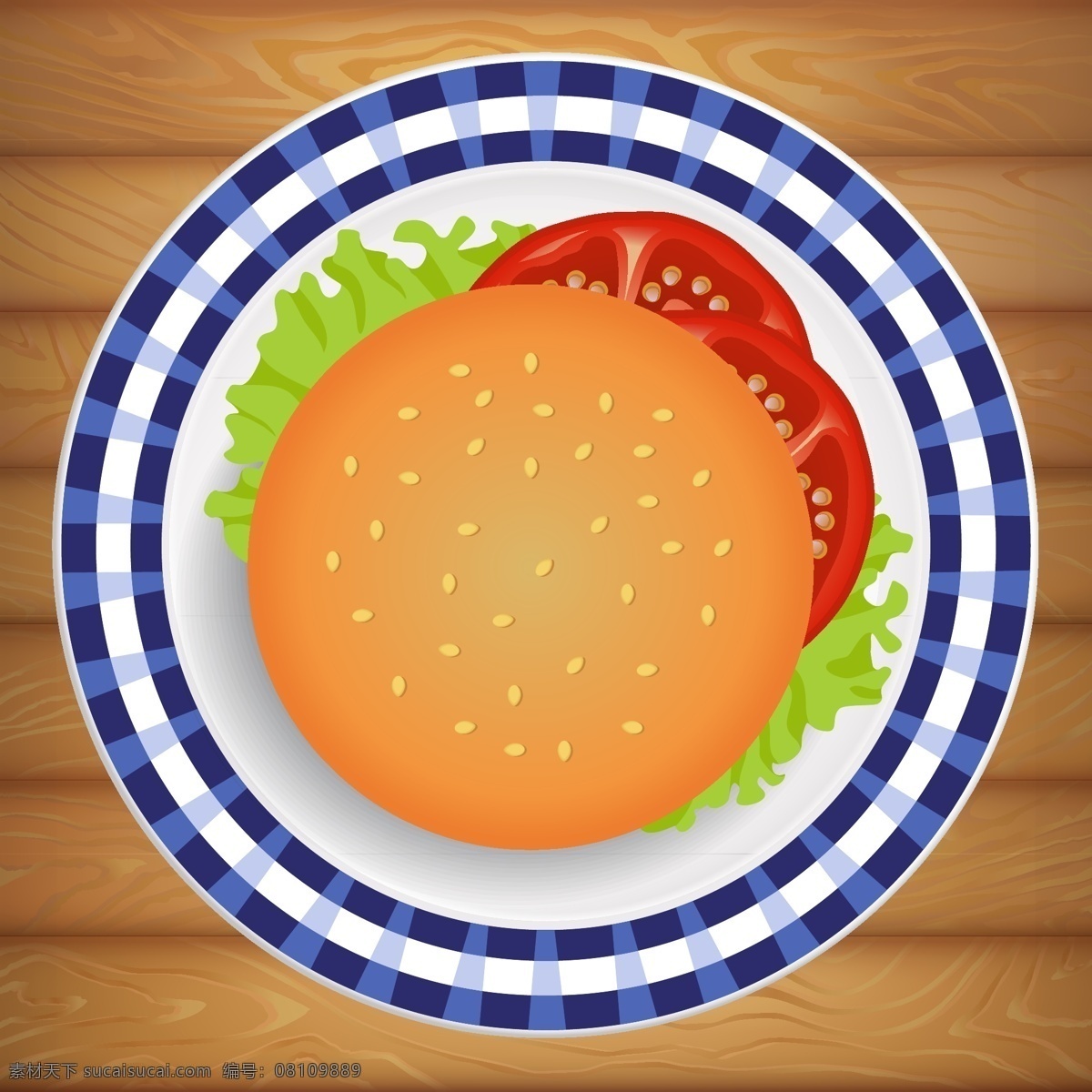 插画 汉堡 快餐 美味 时尚 西餐 西红柿