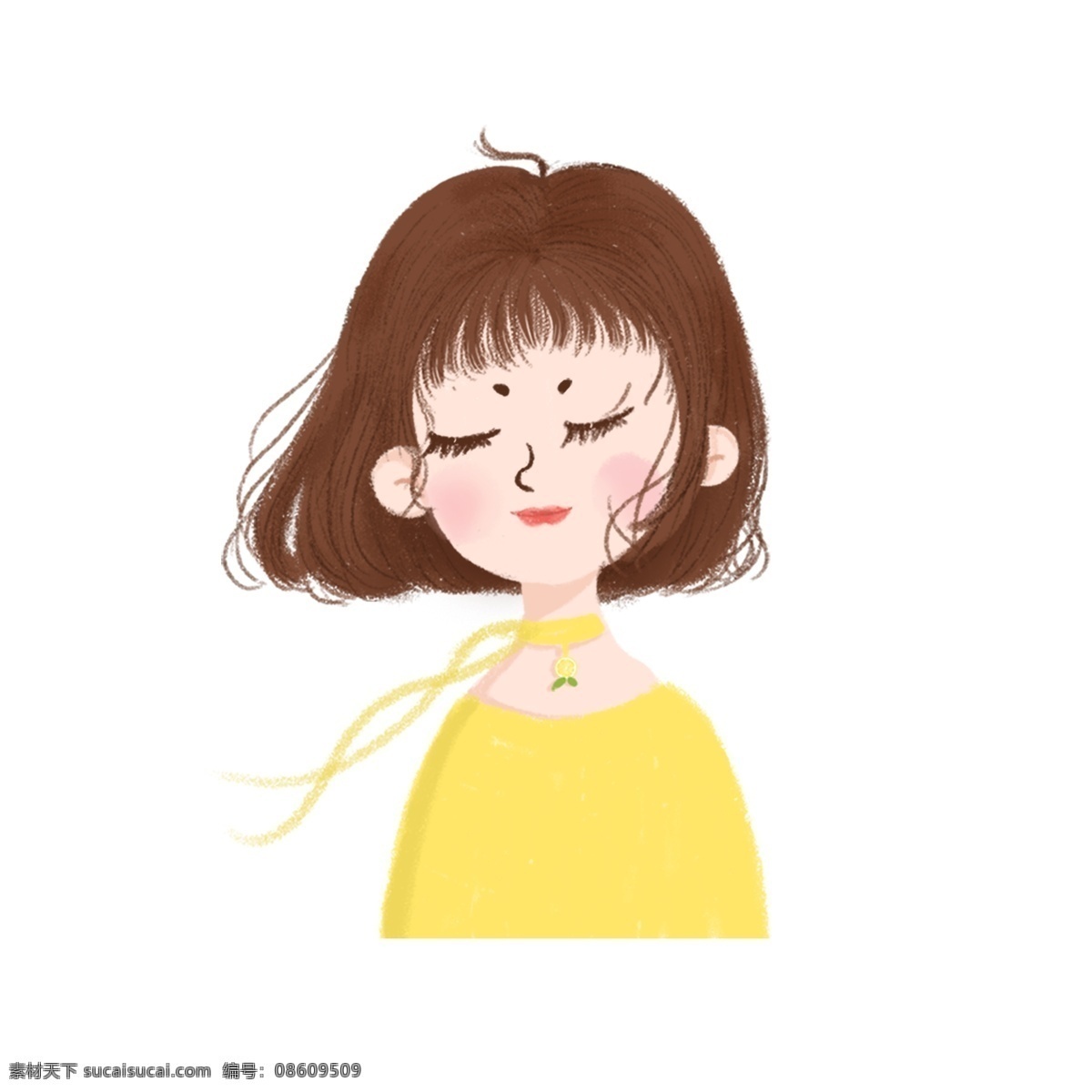 风 中 女孩 元素 女生 甜美 卡通 青春