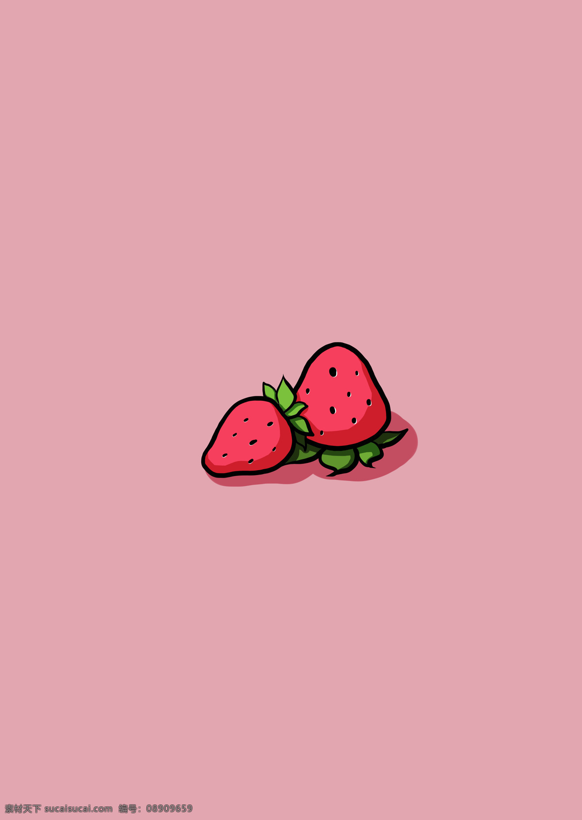 草莓 粉红色 手绘 可爱 壁纸