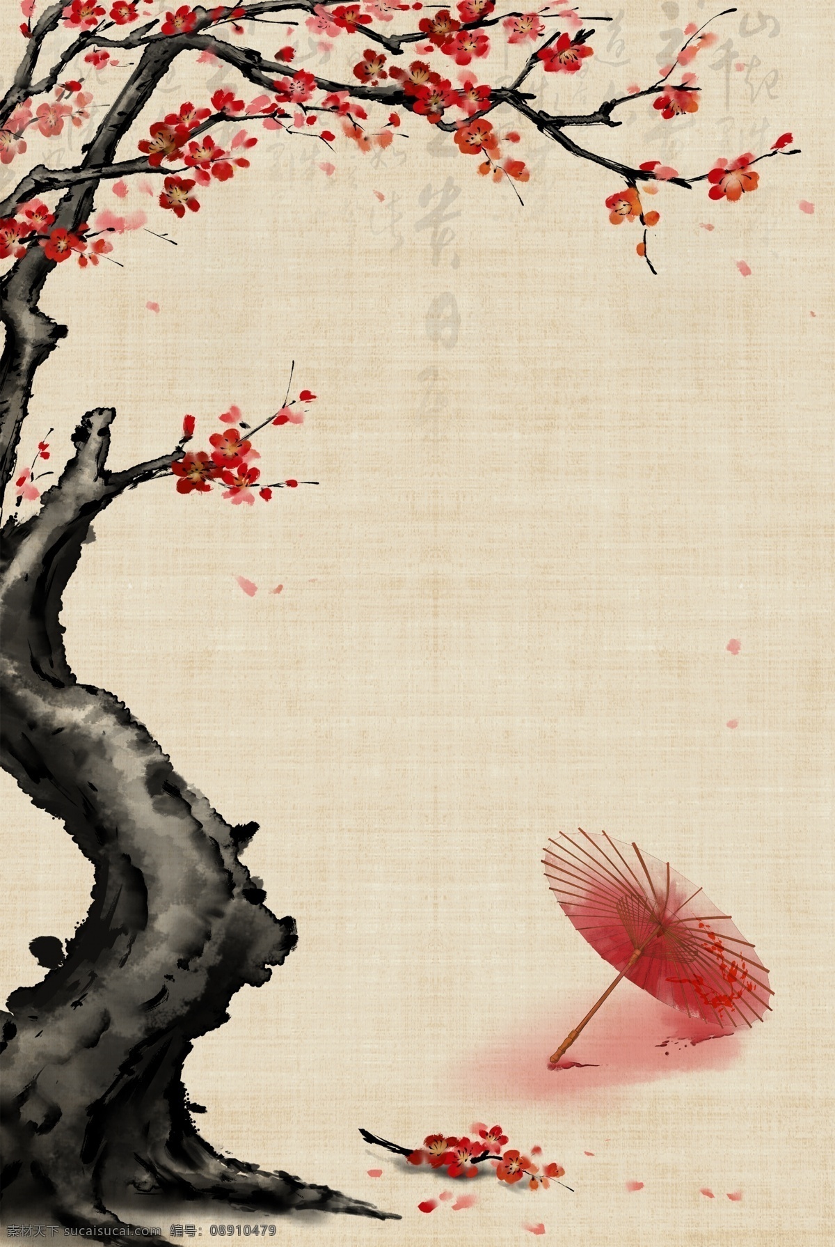 典雅 质朴 桃花 古风 海报 背景 复古 中国风 文艺 清新 质感 纹理 水墨 渐变