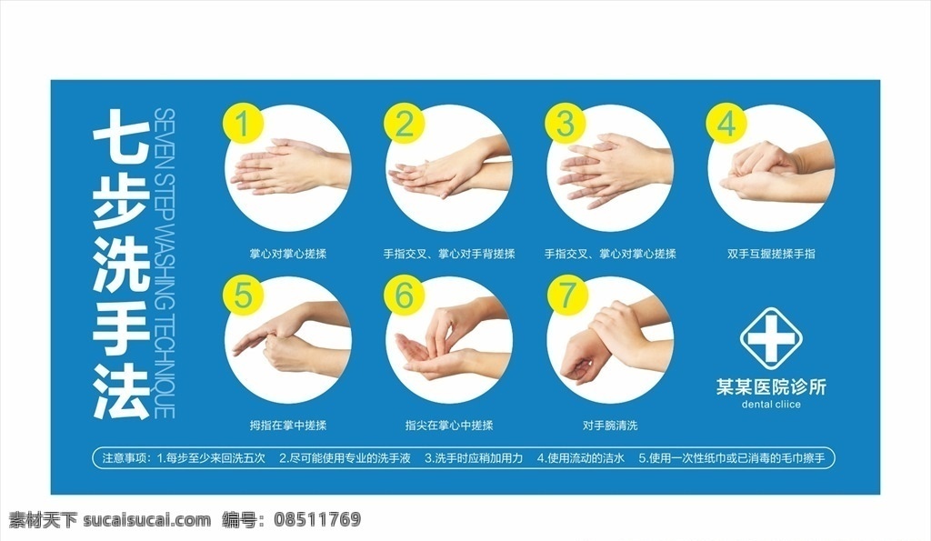 七步洗手法 医院 诊所 洗手 清洁 七步 洗手法 牙科 口腔 手 墙面