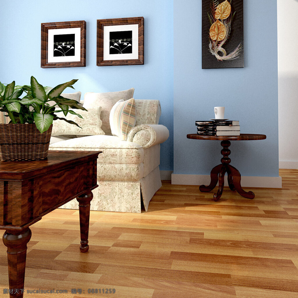 复合地板 背景墙 环境设计 木地板 木纹 沙发 室内设计 强化复合地板 黄色系 装饰素材