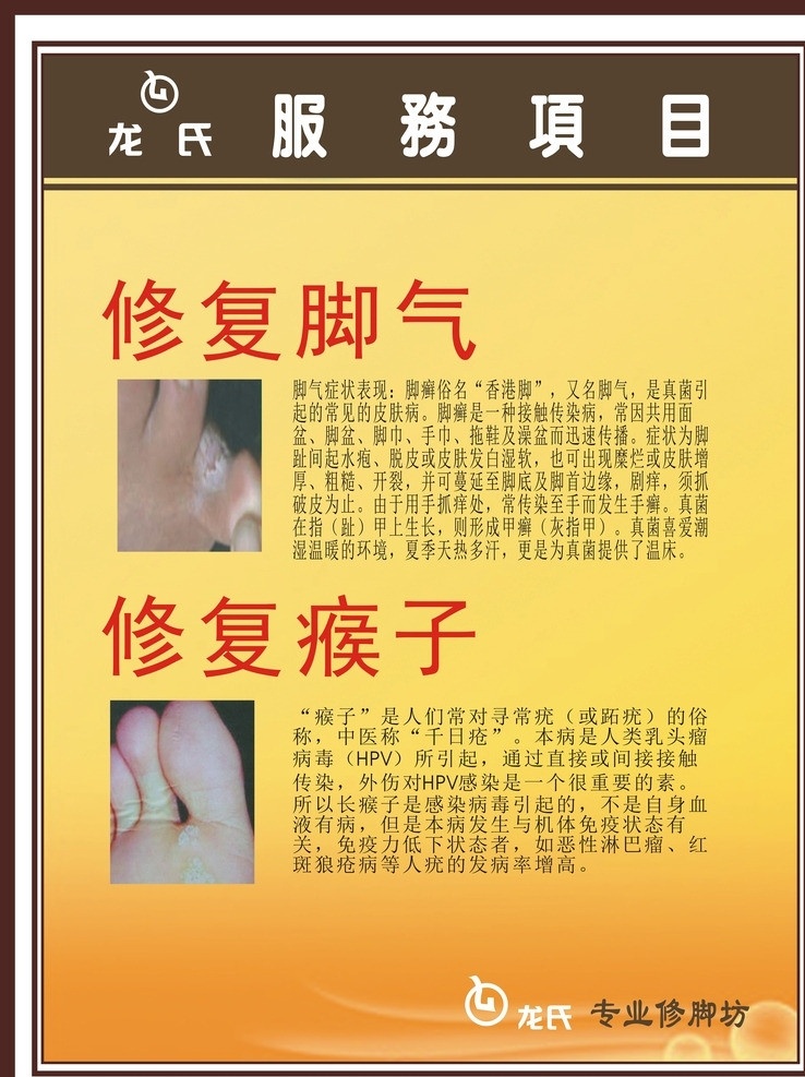 修脚治疗项目 修脚 治疗 项目 浴足 足疗 脚病 龙氏 专业 坊 矢量