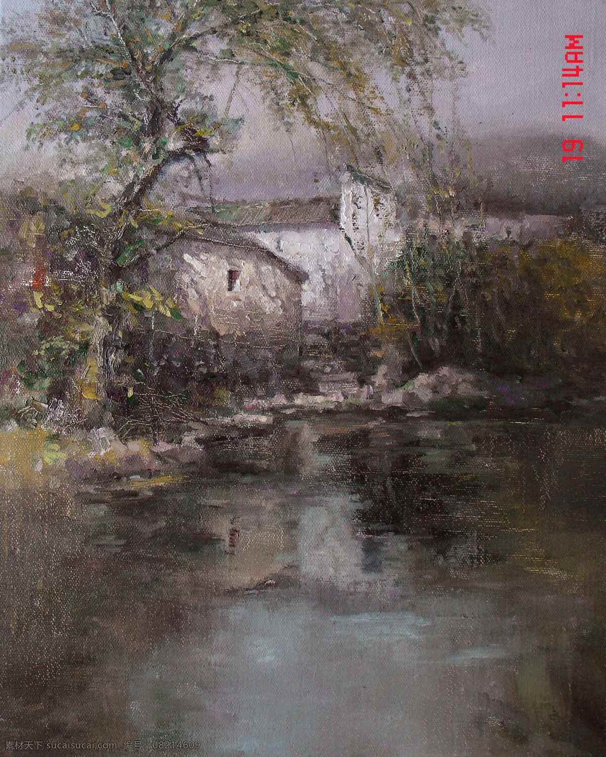 乡 景 油画 高清风景油画 江南水乡 油画素材下载 江南 水乡 江南水乡油画 装饰素材