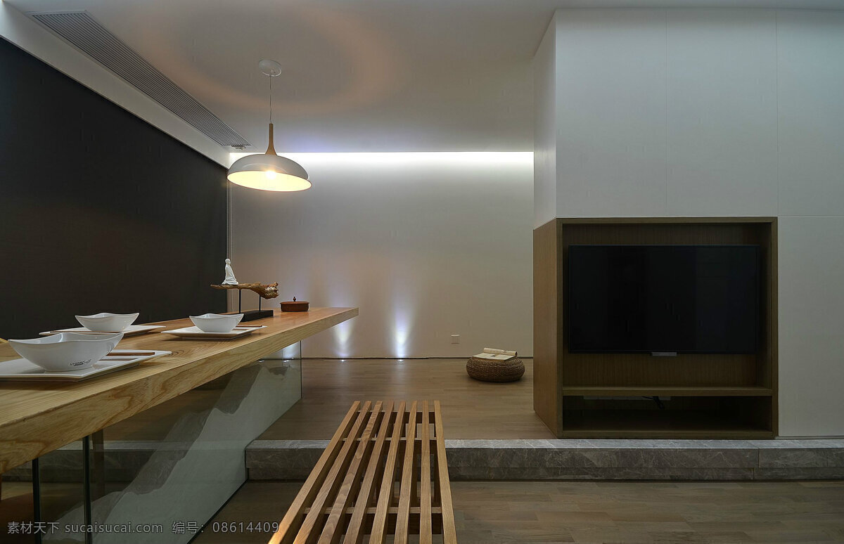 现代 时尚 客厅 木制 餐椅 室内装修 效果图 客厅装修 木地板 白色 电视 背景 墙 白色吊灯