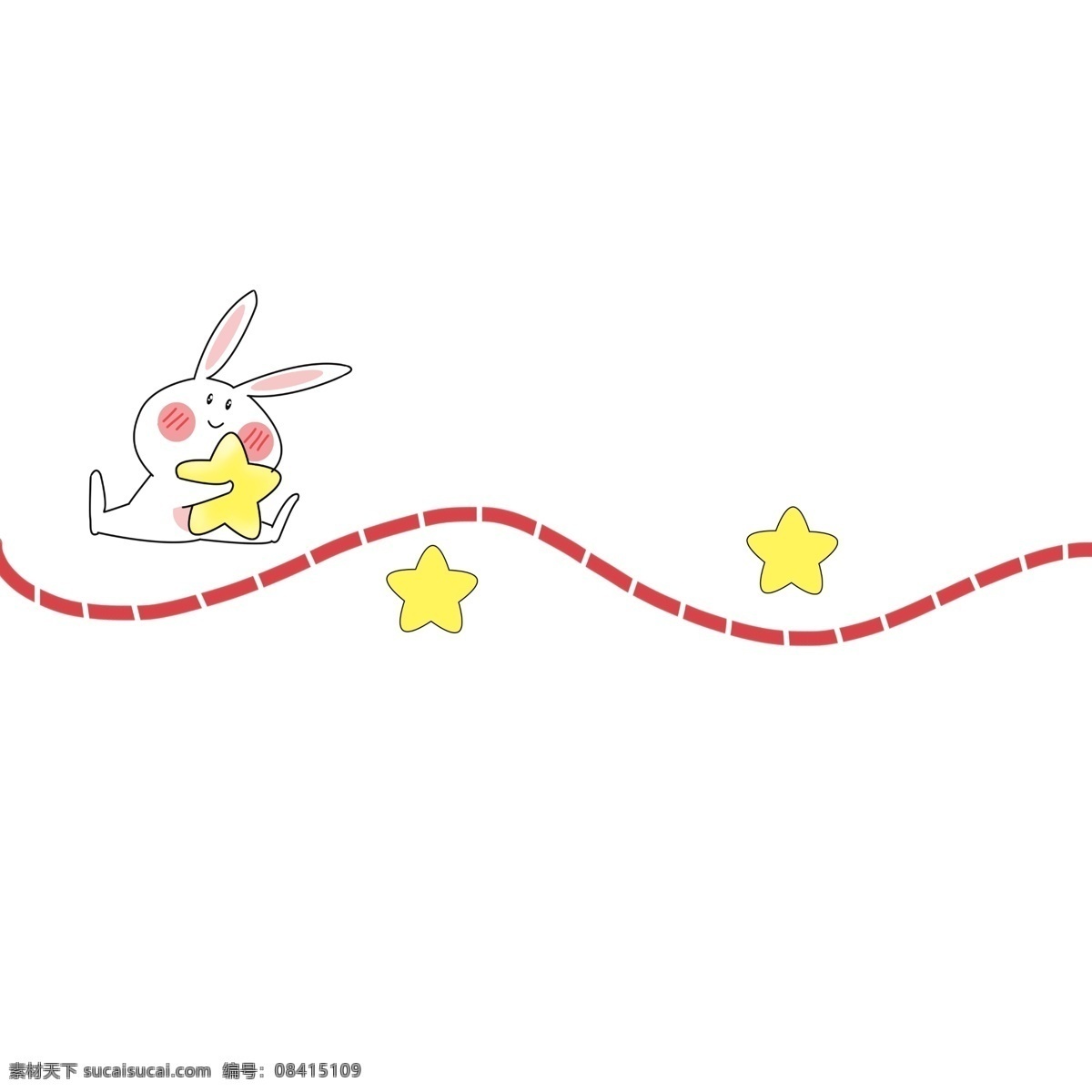 红色 分割线 插画 红色的分割线 卡通插画 分割线插画 简易分割线 直线分割线 可爱的兔子