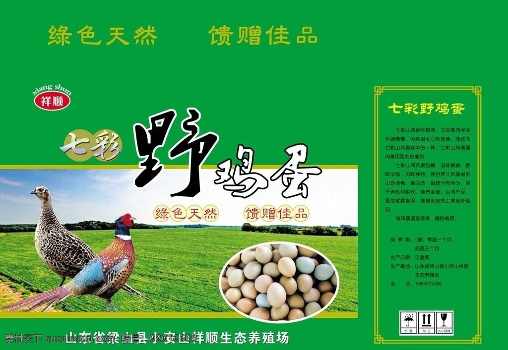 七彩野鸡蛋 绿地 野鸡 包装设计 广告设计模板 源文件
