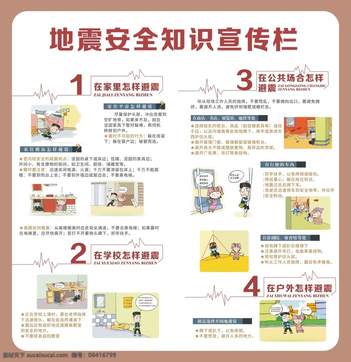 地震安全知识 地震 安全知识 学校 宣传 漫画 分层