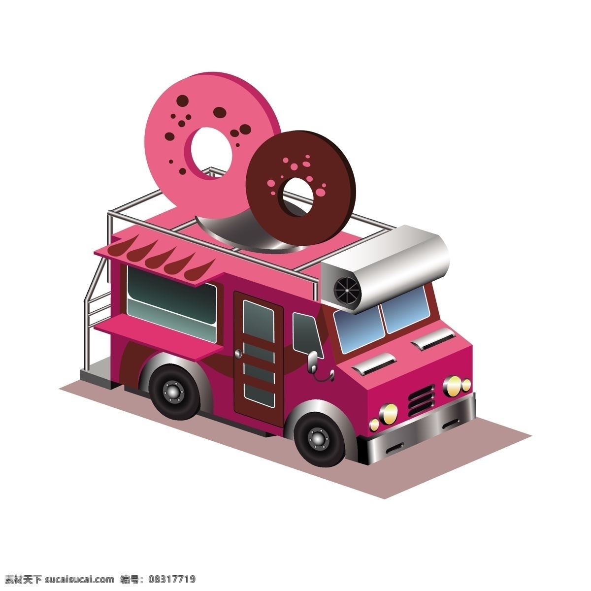 甜甜 圈 快餐 车 矢量 卡通 卡通甜甜圈 甜甜圈 卡通的甜甜圈 甜筒快餐车 快餐车 卡通的快餐车