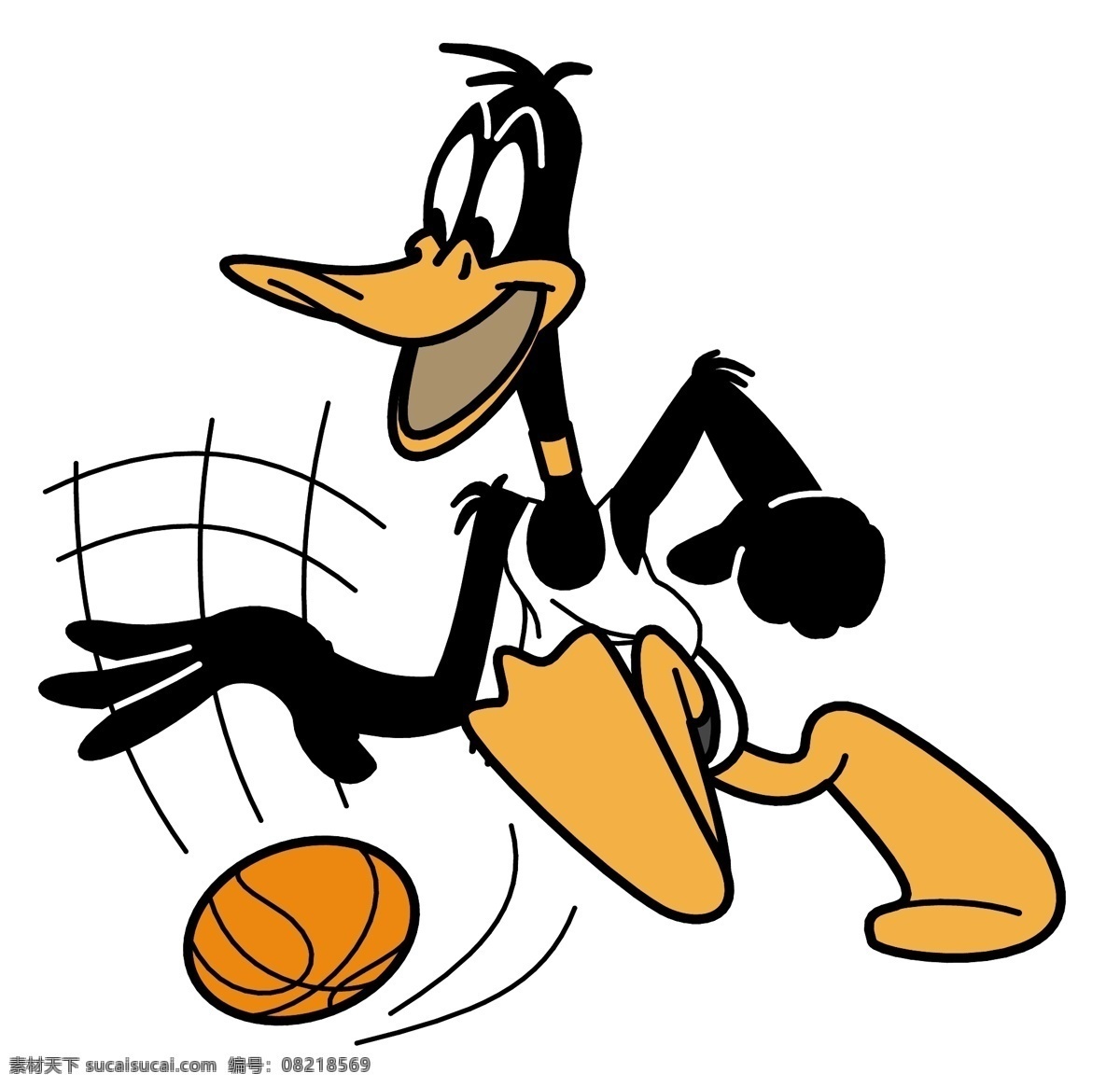 打球的唐老鸭 打球 唐老鸭 篮球 比赛 动画 卡通 动物 鸭子 白色
