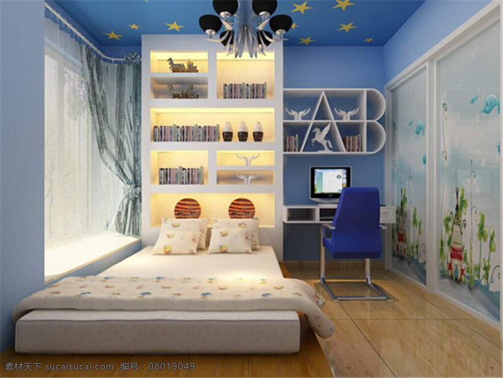 小型儿童卧室 模型 小型 儿童 卧室 max 灰色