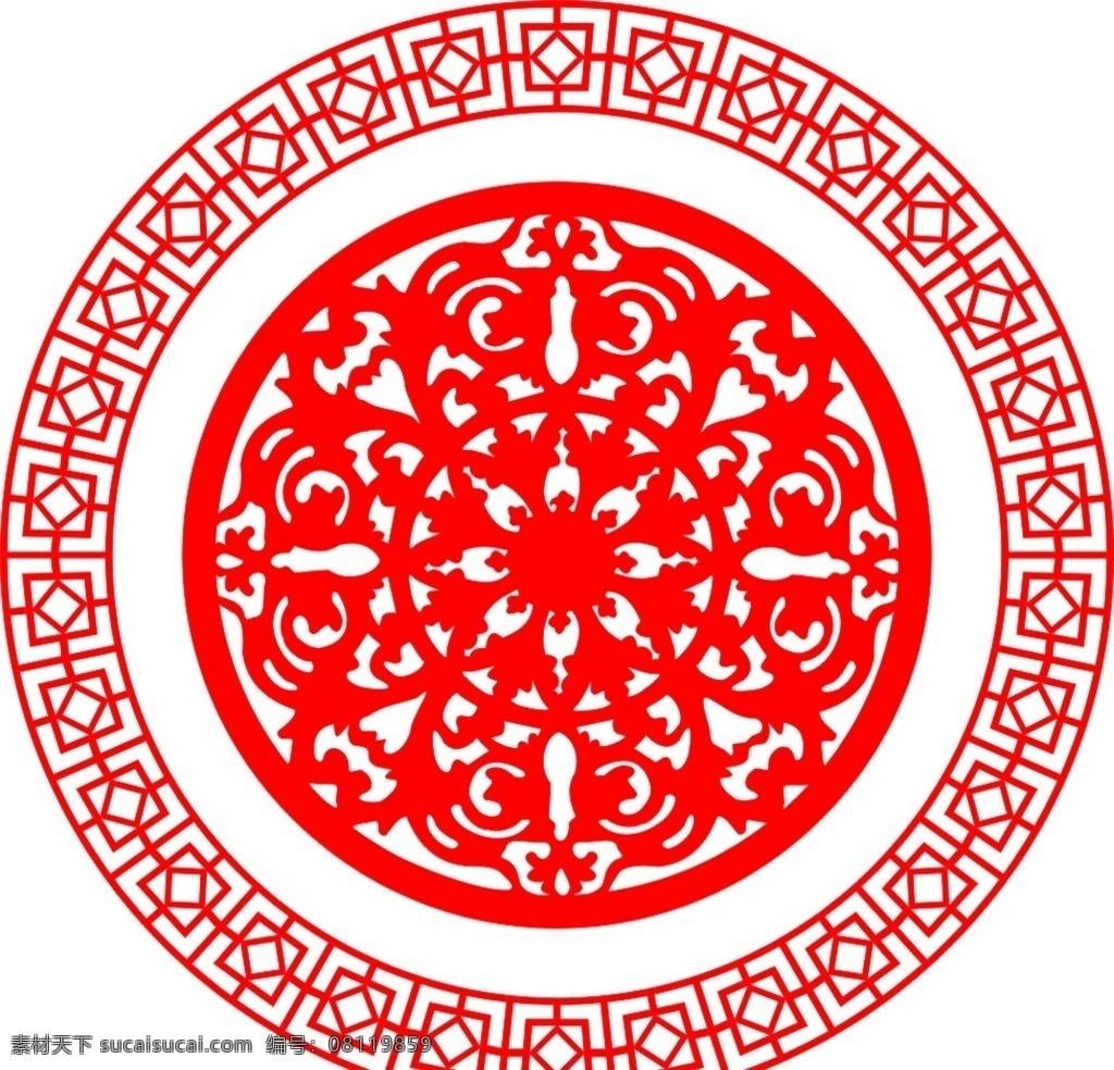 中国式 圆形 镂空 窗花 矢量图 镂空窗花 圆形窗花 红色 异形 花瓣