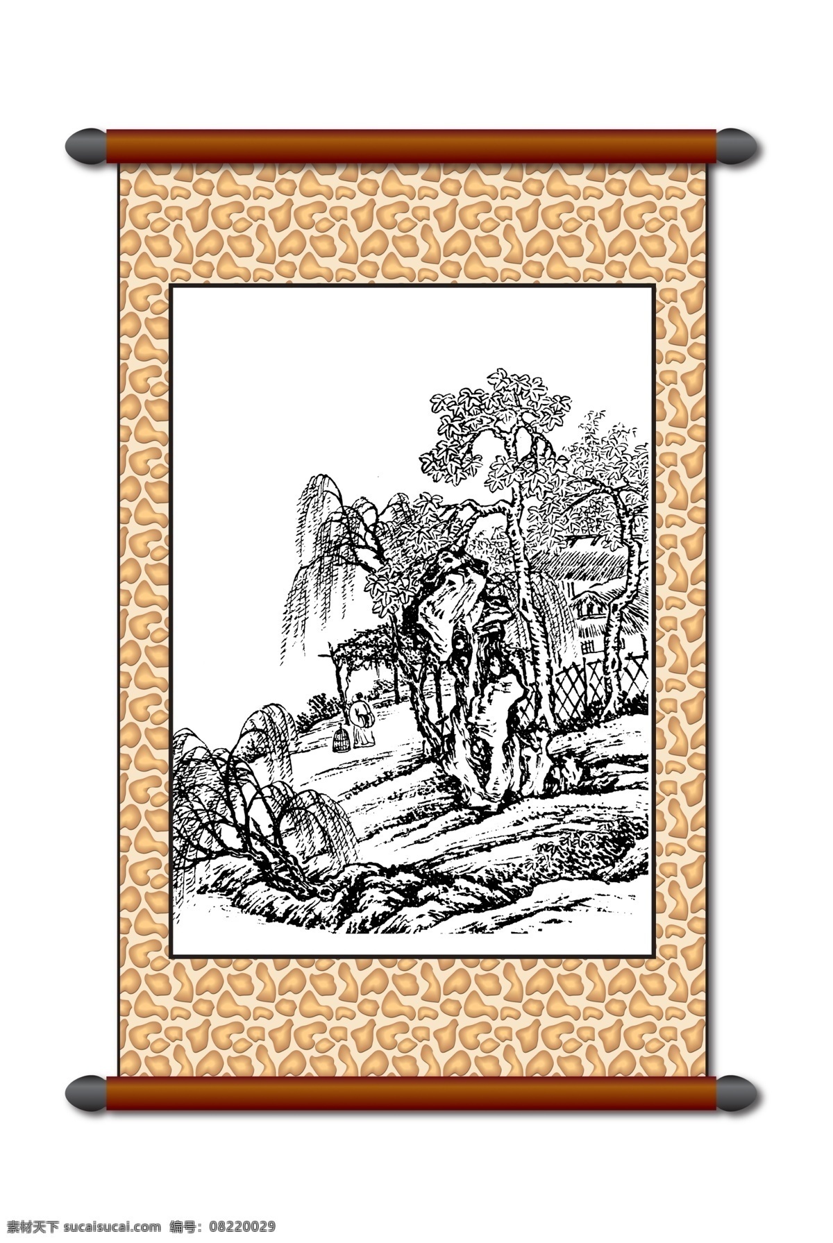 分层 白描 版画风景 传统画 风景 风景画 工笔 古画 模板下载 白描风景 山水画 线描 美术 黑白稿 卷轴画 挂画 中国风 艺术画 文化艺术 绘画书法 设计图库 源文件 家居装饰素材 山水风景画