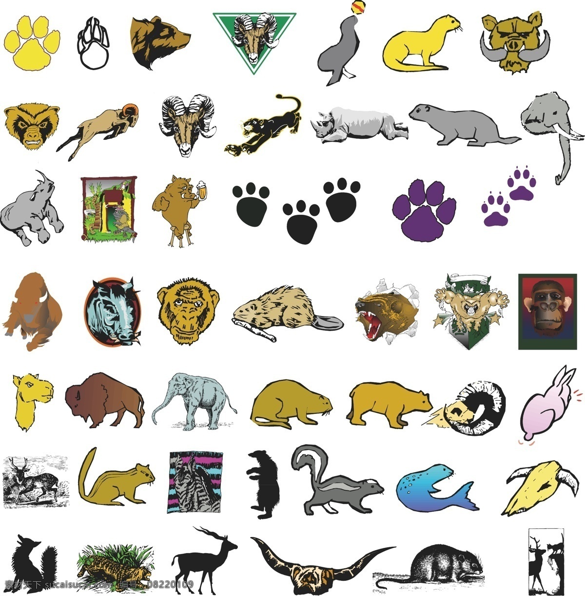 北极熊 标牌 标识 标志 大象 动物 剪影 欧式 森林 犀牛 海狮 生活 图案 矢量 模板下载 图标 小元素 动物图形元素 野生动物 生物世界 矢量图 其他矢量图