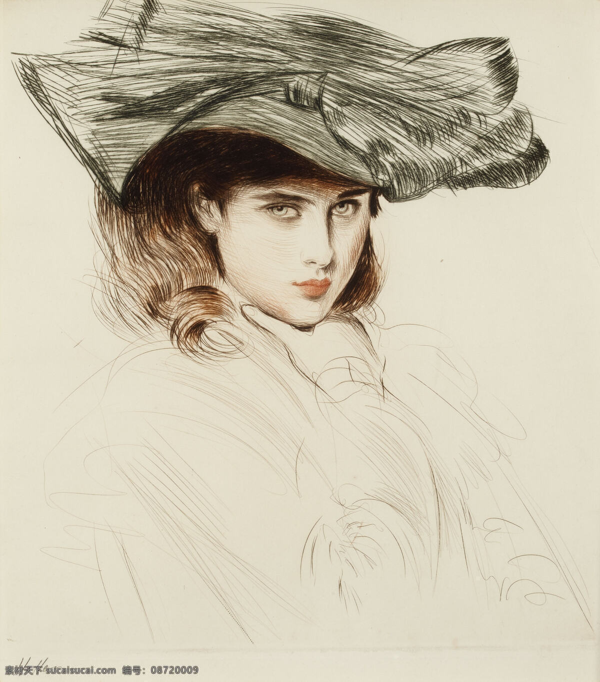 当代油画 绘画 绘画书法 帽子 美女 唯美 文化艺术 油画 线 稿 设计素材 模板下载 油画线稿 艺术 线稿 草稿