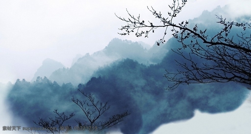 武当山景观 摄影图库 自然景观 山水风景 武当山 水墨画 烟云 黛青色 自然风景
