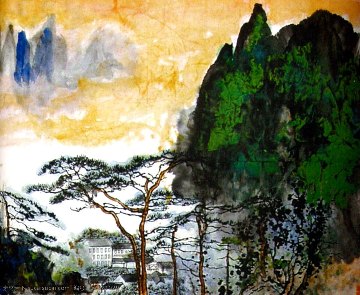 曙光普照乾坤 刘海栗国画 山水画 古画 水墨画 传统画 设计素材 山水画篇 中国画篇 书画美术 黑色