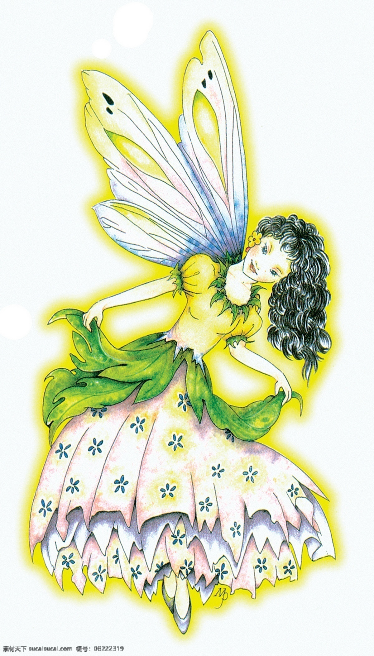 插画 插图 翅膀 动漫 动漫动画 动漫人物 精灵 美女 美丽的仙子 天使 仙女 舞蹈 裙子 欧洲 神话 童话 童话艺术图典