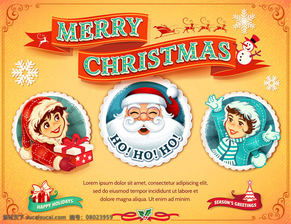 圣诞 飘带 圆形 标签 圣诞促销海报 圣诞节 圣诞节背景 圣诞节海报 圣诞节素材