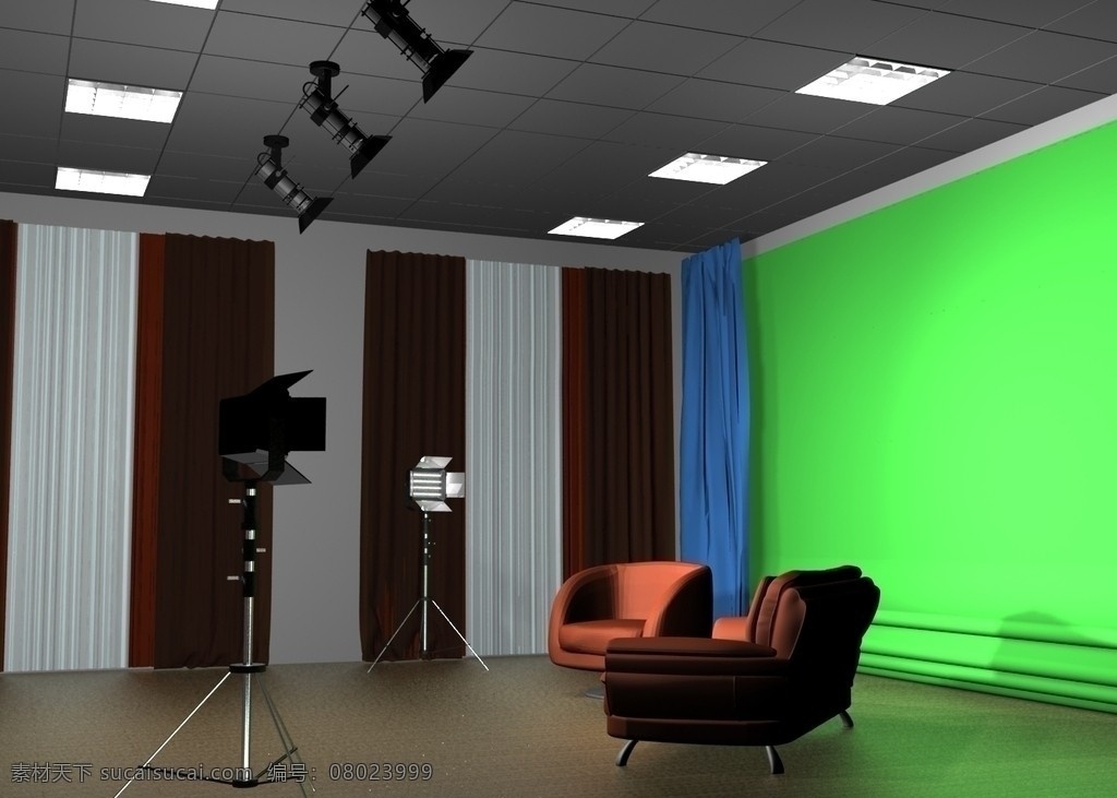 演播室 电视台 灯光 蓝箱 绿箱 装修 室内设计 环境设计