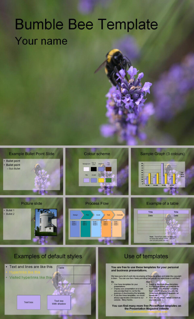 蜜蜂 采集 花粉 模板 绿色植物 紫色 花朵蜜蜂 采蜜 表格图表 动植物ppt