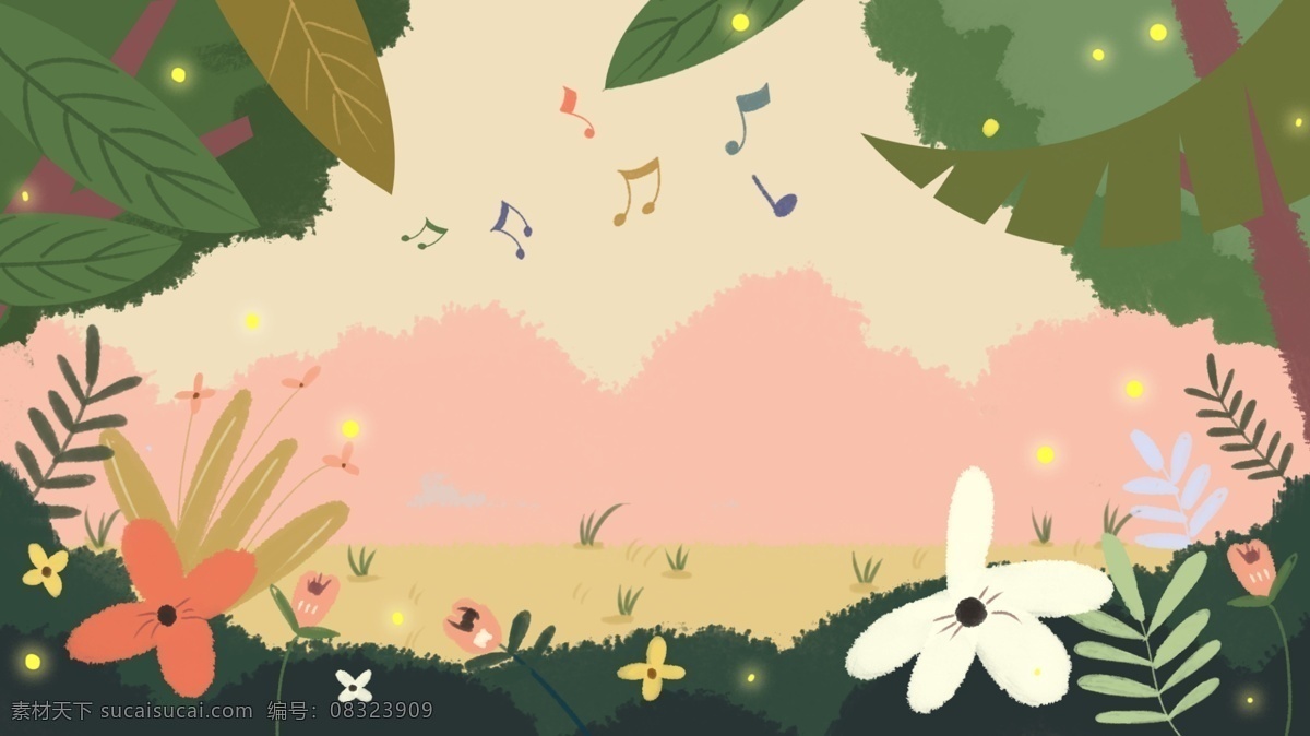 手绘 春季 花丛 背景 春天 春季背景 花朵 广告背景 手绘背景 psd背景 背景展板图