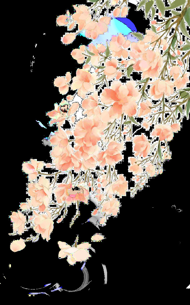 传统 古风 水墨 花 桃花 手绘桃花 国画桃花 桃花国画 水墨画桃花 梅花 花枝 中国风 桃花梅花 花朵 植物 装饰素材 粉色 水彩 涂鸦 绘画 分层