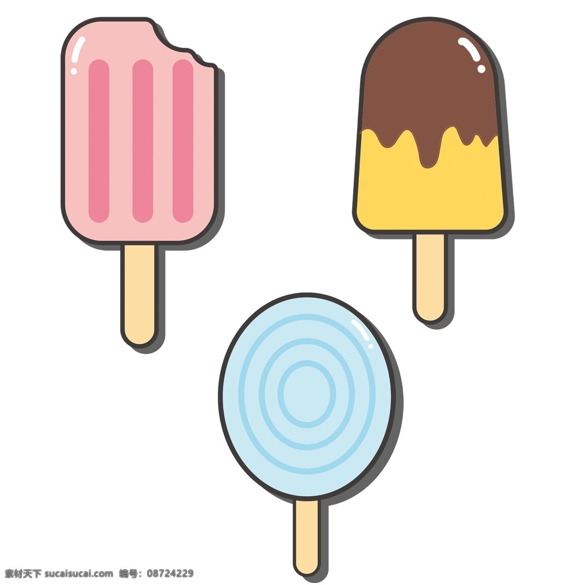 夏日 卡通 手绘 冰淇淋 冰棍