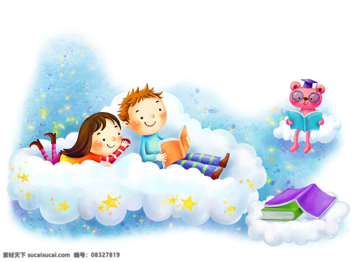 粉 紅 熊 與 女孩 粉紅熊 男孩 可愛插圖 夢幻 童話 故事童話