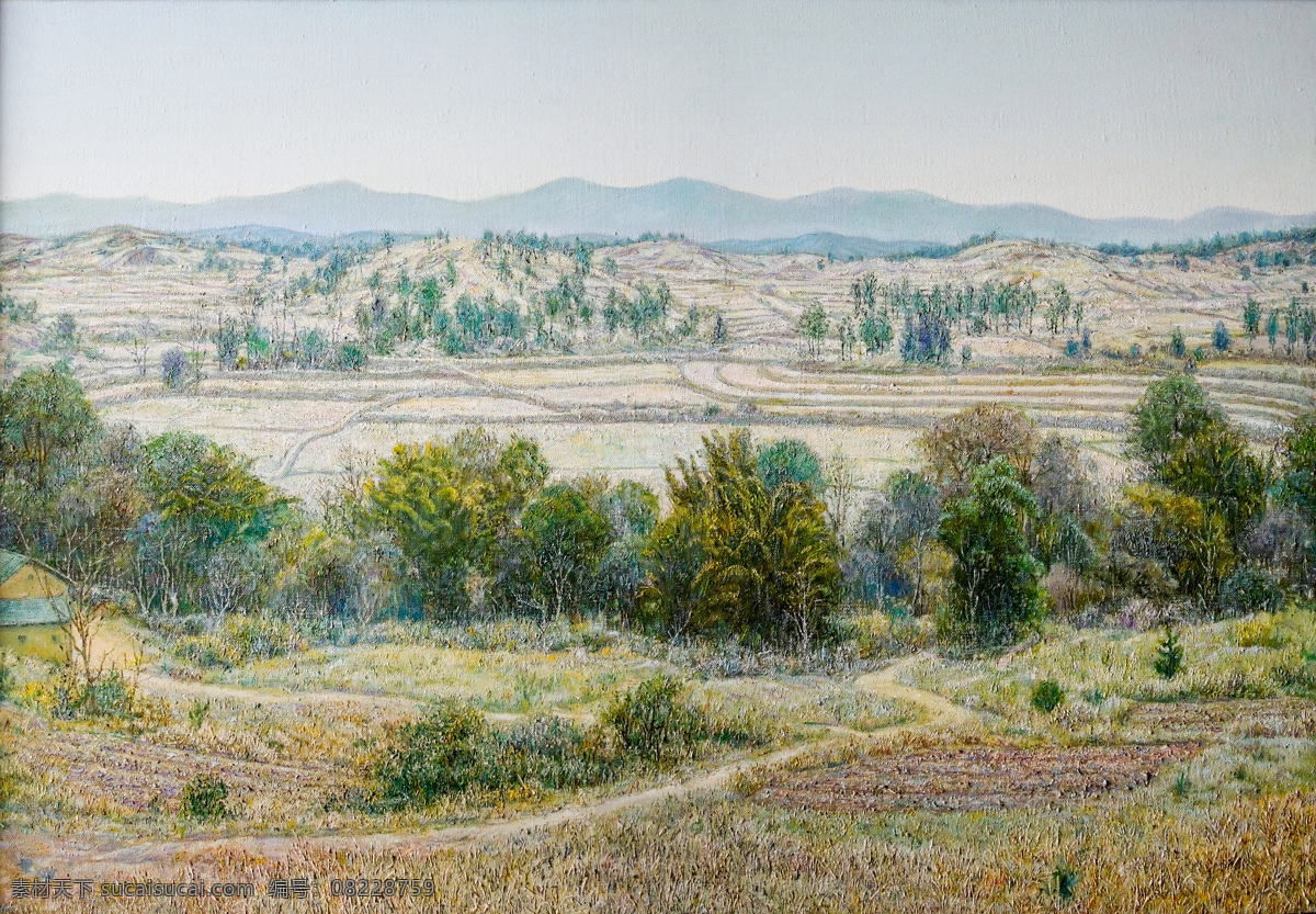 风景 绘画书法 景色 客家 山水 山水画 田园 赣南 乡村 油画 赣州 文化艺术 家居装饰素材