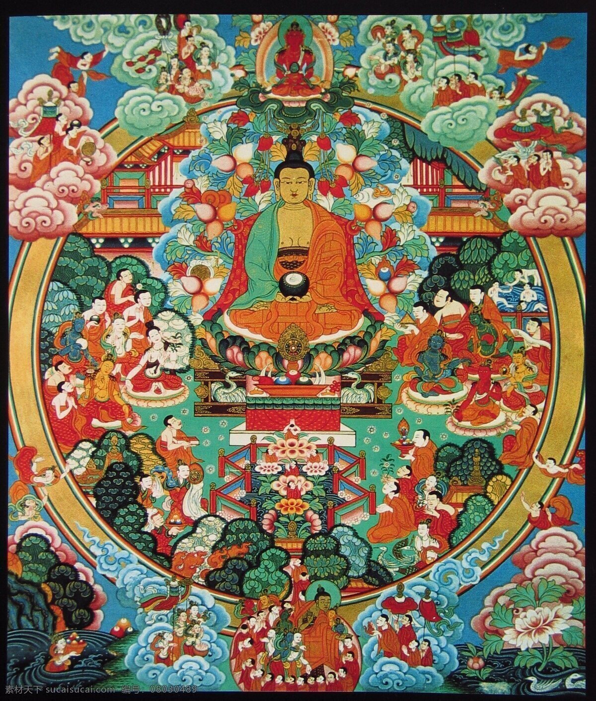 阿弥陀佛 极乐世界 唐卡 护法像 佛像 佛教 护法 藏传佛教 文化艺术 宗教信仰