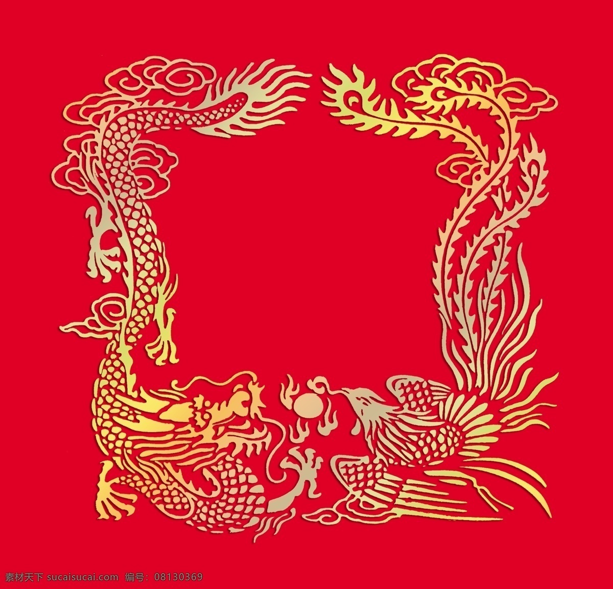 龙凤 龙 凤 传统图案 分层 源文件库
