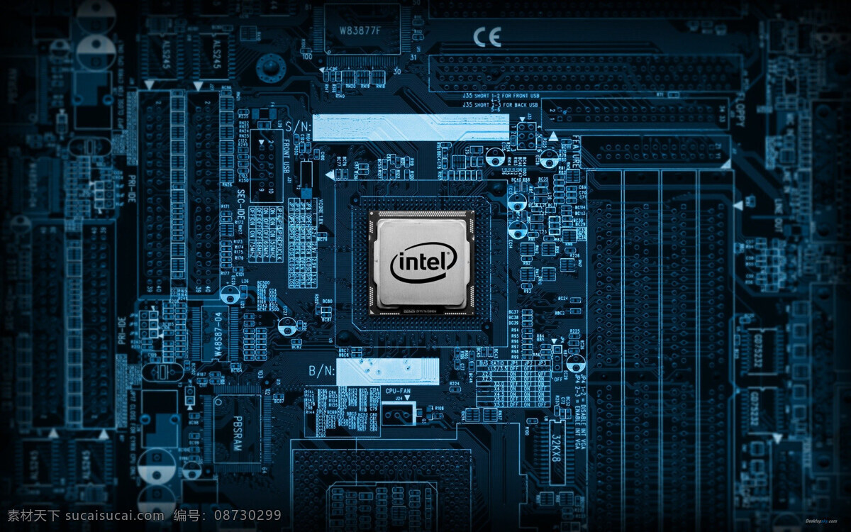 cpu 电脑 蓝色 数码产品 现代科技 主板 设计素材 模板下载 cpu主板 芯 intel
