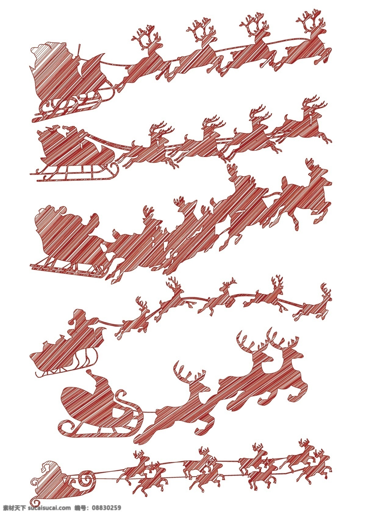 圣诞老人 雪橇 圣诞节素材 圣诞 驯鹿 红色 中国风 圣诞老人马车 圣诞底纹素材 圣诞海报 圣诞宣传单 圣诞贺卡 平面设计 卡通设计