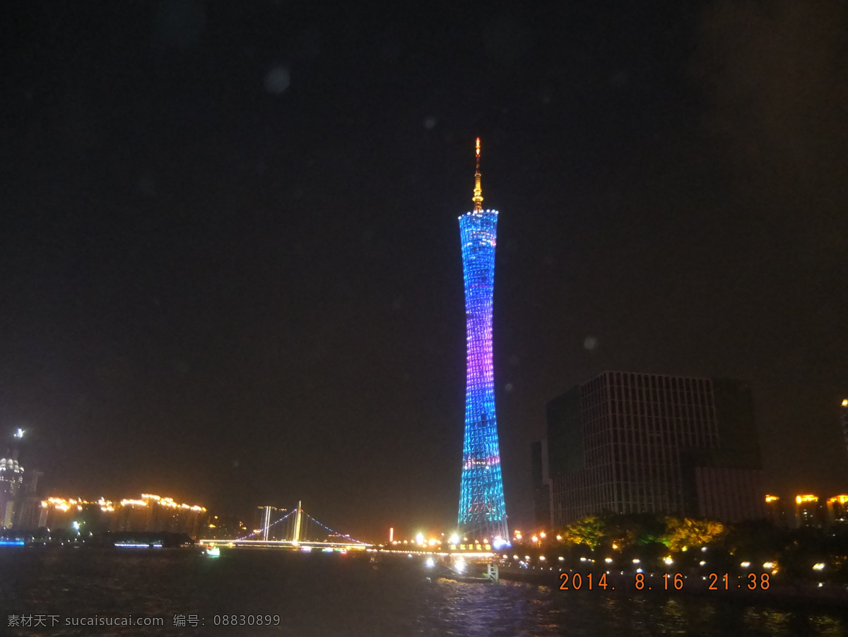 广州塔 小蛮腰 珠江夜景 灯火琉璃 远景 风景 自然景观 风景名胜