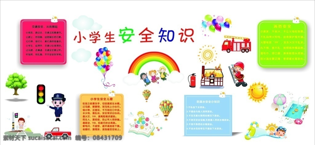 小学生 安全 知识 板报 小学生安全 安全知识 卡通安全海报 安全知识板报 板报卡通