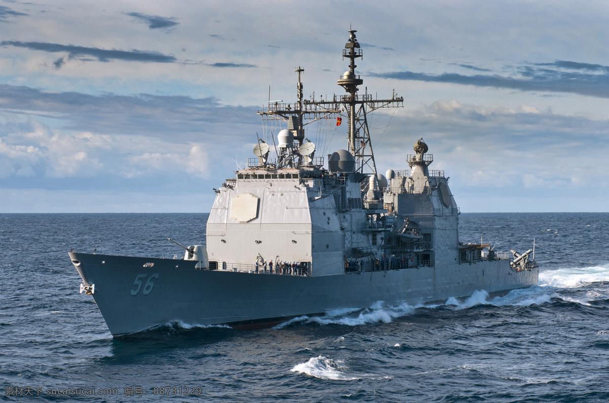 提 康德 罗加 导弹 巡洋舰 提康德罗加 导弹巡洋舰 宙斯盾 军舰 大海 蓝天 白云 武器 军事武器 现代科技