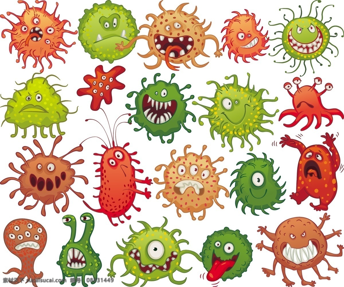 卡通 细菌 图案 医疗 卡通病毒 病菌 健康 卡通细菌 卡通图案 背景 卡通设计