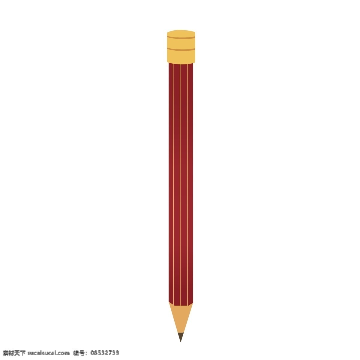 红色 铅笔 卡通 插画 红色的铅笔 卡通插画 文化知识 笔的插画 写字用笔 学习文具 铅笔的插画