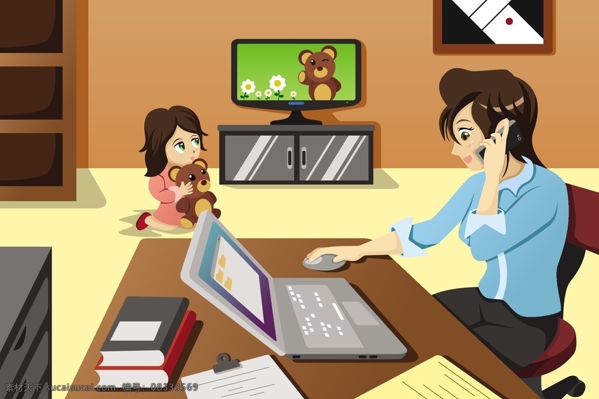 窗户 孩子 家庭 看电视 妈妈 日常生活 上网 矢量人物 玩电脑 在家 休闲 矢量 模板下载 卡通家庭主题 矢量图